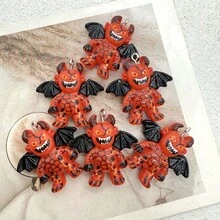 6pcs Resin Halloween Red Devil Pendants, Suitable For DIY Jewelry Making, Perfect For Party Accessories, Earrings, Necklaces, Bag Charms - Red Devil Pendant - View 6