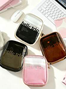 1PC Transparent Mini Makeup Bag, Ins Style Design, Waterproof And Wear-Resistant PVC Material, Large Capacity Partitioned Storage, Can Store Lipstick, Eyeshadow, Powder, Sample Skincare Products, Cleaning Swabs And Other Beauty Essentials - Multicolor - View 3