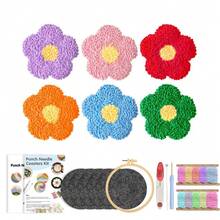 6件組花卉刺繡針套組附杯墊－初學者完整刺繡入門套件，含工具與混色線 - 多款 - 查看 11