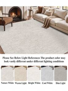 1 pieza Alfombra con patrón de anillo blanco para sala de estar, adecuada para cocina, comedor, dormitorio, decoración de habitación festiva, interior/exterior, oficina, vestíbulo, felpudo antideslizante, alfombra de baño, pasillo, área de estudio y juegos. - Blanco - Ver 11