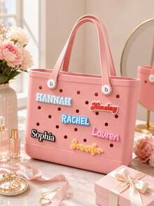 1/3/5/8/10/15pcs Personalized Acrylic Letter Name Decorative Buckle, Custom Acrylic Name Letter Shoe Charm,Suitable For Daily, Graduation, Wedding - Multicolor - View 3