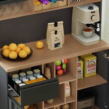 Modern White High Gloss Sideboard - Adjustable Shelves - 黑與自然 - 查看 11