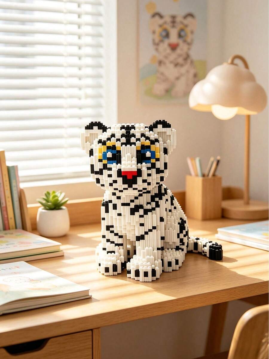 4000pcs Bengal Tiger Micro Building Blocks, 3D DIY Assembly Animal Statue Stress Relief Toy, Cute Mini Tiger Model, Desktop Home Decor Ornament, Birthday Holiday Gift For Adults And Teens, ABS Micro Building Blocks Collectible Craft Ornament - Multicolor - View 1