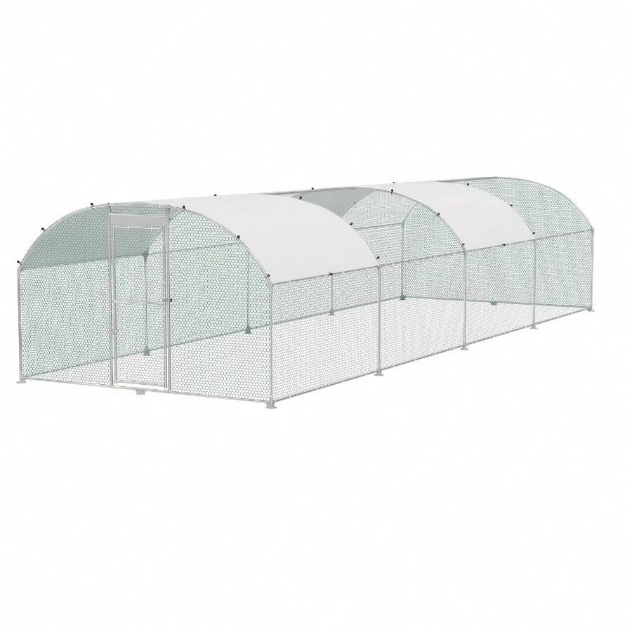 Heavy-Duty Walk-In Chicken Run With Galvanized Steel Frame – UV-Resistant Cover, Lockable Door, Quick-Assembly Poultry Enclosure For Chickens, Ducks, Rabbits & Guinea Pigs – Ideal For Backyard, Garden Or Lawn Use – Sturdy, Weather-Resistant Small Ani - 3x8m - View 1