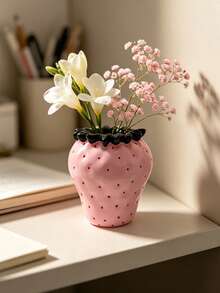1Pc Creative Strawberry Resin Vase - Fruit Shape Flower Vase For Living Room & Desk, Cute Home Decor | Home Decor, Room Decor, Boho Decor, Desk Decor, Cute Collectible, Unique Gift - New Arrival - Strawberry Combo - View 3