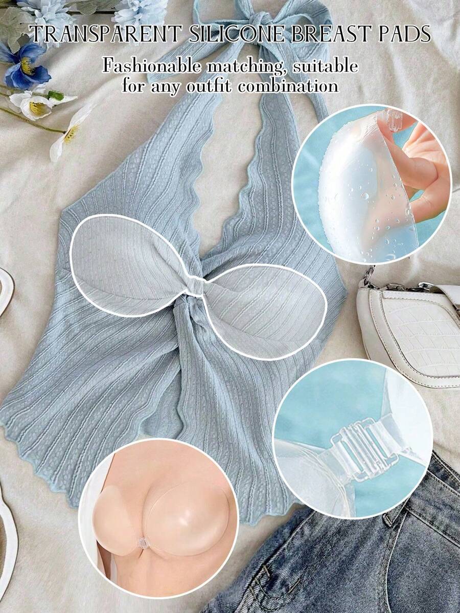 1 Pasang Bantalan Bra Perekat Silikon, Cocok untuk Gaun Pengantin, Atasan Bahu Terbuka, dan Pakaian Tanpa Tali Lainnya - MultiWarna - View 1