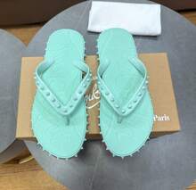 CL Explosion Red Rivet Sole Non-Slip Flat Heel Clip Foot Beach Sandals Outdoor Couples - 薄荷綠 - 查看 3