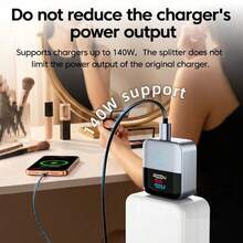 Smart Full Separator Automatic Power-Off Charging Adapter USB-C Charging Digital Display Phone Power-Off Separator - Multicolor - View 3