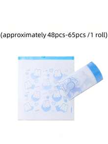 1 Rollo (Aproximadamente 65-75 piezas) Bolsas de basura con cordón con diseños de conejos de dibujos animados aleatorios y lindos, con asas impresas gruesas, adecuadas para el almacenamiento de pañales en la guardería, eliminación de pañales al aire libre, bolsas de basura desechables de uso múltiple - Multicolor - Ver 12