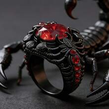 Unique Fashion Creative Scorpion Design Ring - Copper Inlaid With Large Red Zirconia, Suitable For Both Men And Women, Punk Ring - Multicolor - View 4