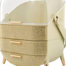 LIVINGANDHOME 14 Colors Multi-Function Makeup Storage Case, Cosmetics Organizer, Jewelry Organizer Case, Finishing Box, Makeup Storage Box, Cosmetic Box, JewelryBox, Makeup Organizer, Makeup Storage Organizer,Cabinet Decorative - Beige + Yellow - View 9