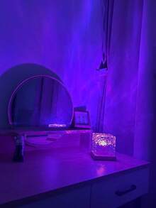 1pc 16-Color LED Aurora Water Ripple Night Light, With Touch/Remote Control, Romantic Indoor Atmosphere Lamp, Suitable For Bedside Lamp, Party, Office, Christmas Gift, Modern Night Light - Multicolor - View 1