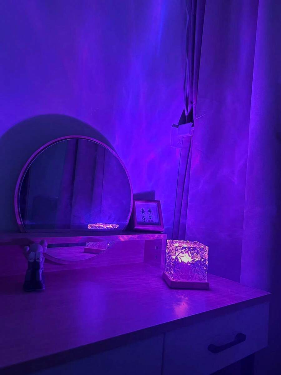 1pc 16-Color LED Aurora Water Ripple Night Light, With Touch/Remote Control, Romantic Indoor Atmosphere Lamp, Suitable For Bedside Lamp, Party, Office, Christmas Gift, Modern Night Light - Multicolor - View 1