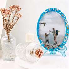 Set de 2 piezas (1 rectangular + 1 ovalada), Molde de resina para hacer marcos de fotos DIY, molde para marco rectangular y ovalado con soporte de base, molde de silicona para hacer regalos DIY para bodas, San Valentín, aniversarios, decoración del hogar, regalos para familiares y amigos, regalos de vacaciones y cumpleaños - 2 moldes para marco de fotos. - Ver 6