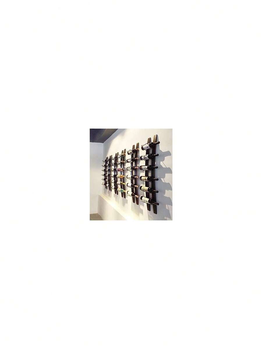Wall Mounted Wine Rack, Barrel Stave Wine Rack, Imported Pine Wood And Metal Wine Bottle Holder Rack - 6 Bottles 40x7.6inch (Red Wine Color),45790367 - View 1