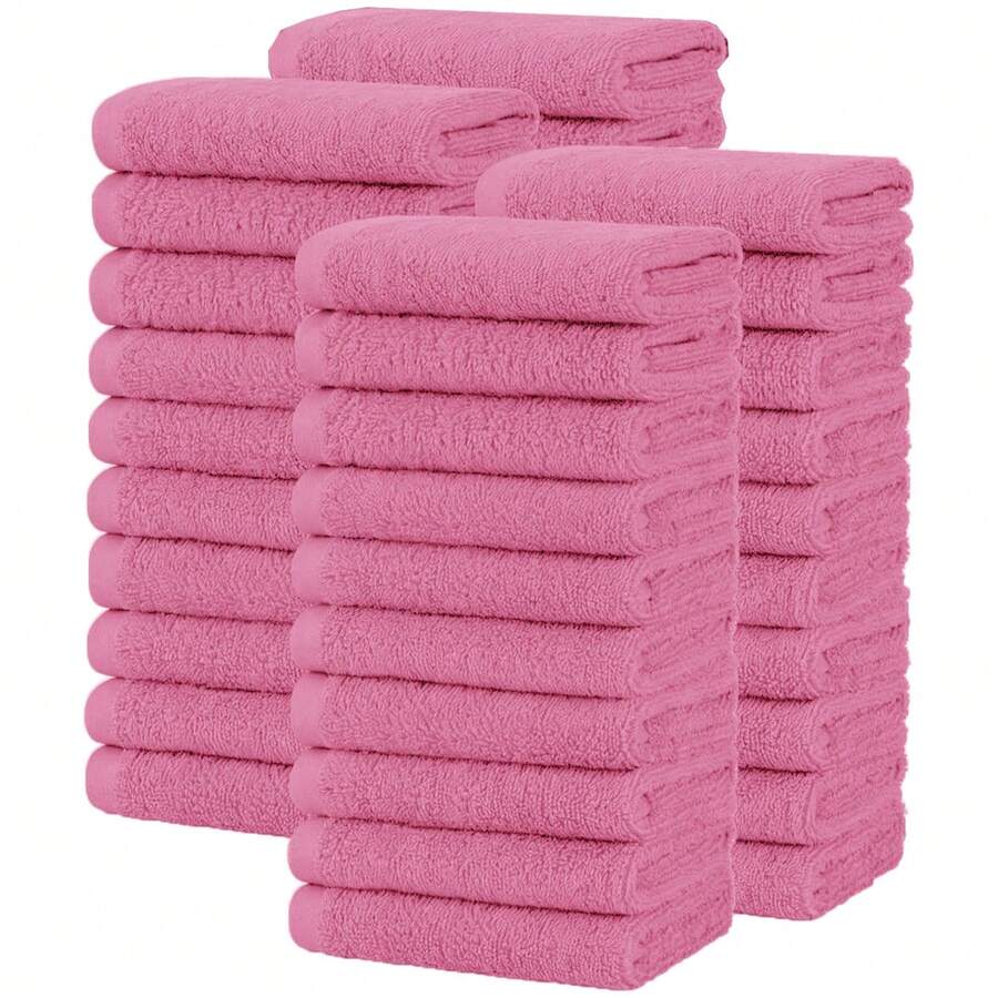 40pcs Face Towel Set, Soft Absorbent Face Cloths, Suitable For Bathroom, Gym, Hand Cleaning, Beauty, Spa And Home Hair Care, Reusable, Durable And Machine Washable, Multicolor, 10x10 Inches - Pink - View 1