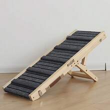 Foldable Wooden Dog Ramp For Cars – Lightweight, Non-Slip Pet Access Ladder For Small To Large Dogs | Easy Fold & Carry Design, Smooth Surface With Traction Texture, Compact Storage Friendly - Black - View 1