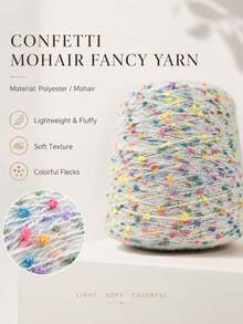 1pc/50g Rainbow Mohair Yarn, Mixed Yarn Strip Yarn, Starry Sky DIY Knitting Material For Sweater And Bag - Dotted Mesh - View 3