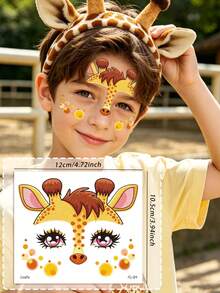 STARTTOOS 9pcs Glitter Temporary Face Tattoo Stickers For Kids And Adults - Water Transfer Leopard, Mermaid, Deer, Unicorn, Fox, For Halloween Body Painting Makeup Decoration - Multicolor - View 8