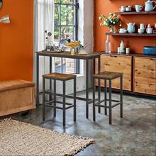 Bar-Height Table And 2 Matching Stools Set – Modern Steel Frame Design, Compact Kitchen Or Home Bar Solution, Sleek Black Finish, Easy Assembly, Space-Saving Round Top, Durable Metal Construction, Contemporary Indoor Dining Or Counter Seating Option - Brown - View 5