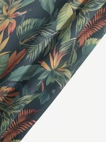Tropical Palm Leaf Print Drawstring Waist Men's Casual Quick-Dry Beach Shorts Swim Trunks - Multicolor - View 5