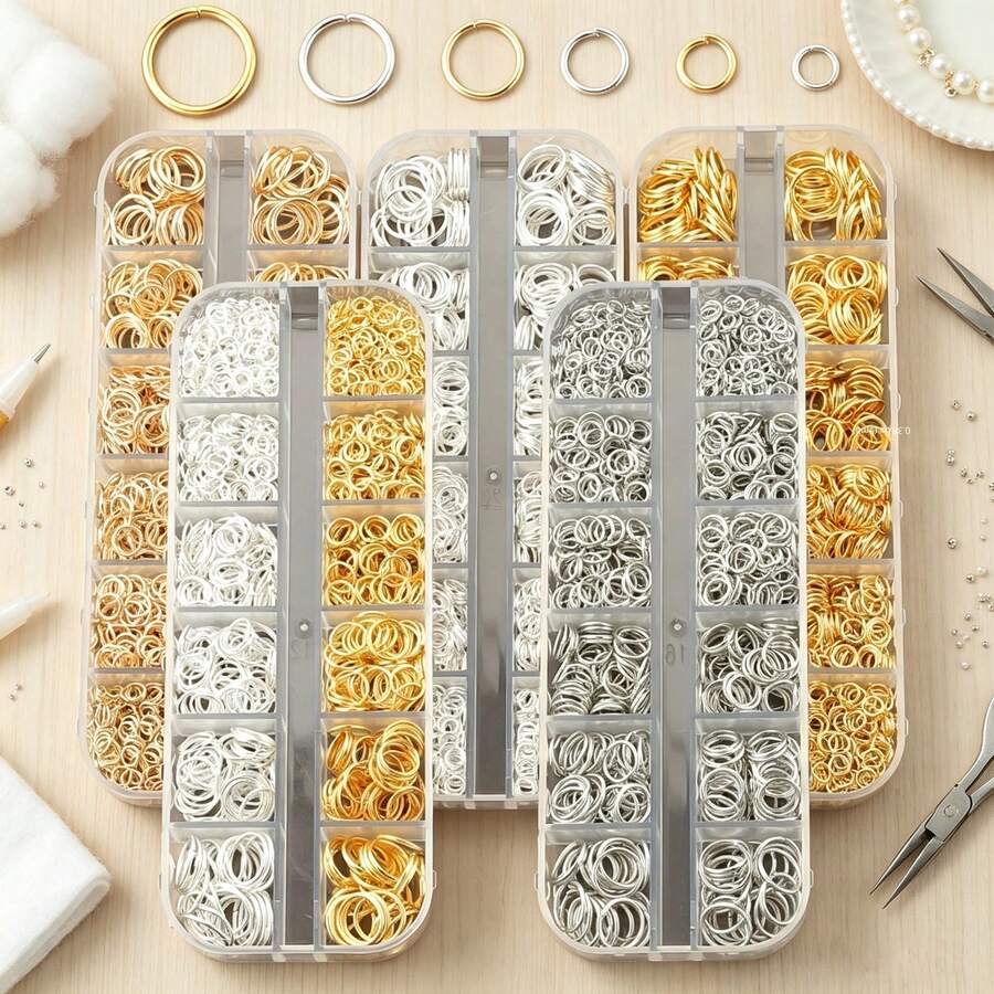 12-Grid Single Loop Jump Rings, 900pcs Mixed 4-10mm Assorted Size, Suitable For DIY Jewelry Making, Bracelet And Earring Craft Materials - Jump Ring - View 1