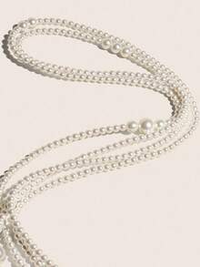 1 Stück Stück Damen Mehrschichtige Perlen-Taillenkette, modische süße Mehrschleifen-Taillenkette, Rokoko-Stil elegante exquisite Damen-Dekoration - A - Übersicht 2
