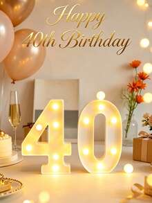 21cm LED Marquee Number Light, 1/16/18/30/50/60 Birthday Party Decoration Marquee Number Light, Battery Operated, Birthday/Anniversary Decoration, Wedding Decoration, Proposal Decoration, Dorm Room Decoration Light, Christmas Decoration Light - White - View 10