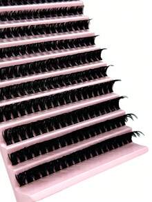 200pcs D Curl DIY Cluster False Eyelashes, 80D Cluster Lashes, 0.07mm D Curl, 8-16mm Mixed Natural Lash Extensions, Ultra Dense Long Cluster Lashes, Curly Single Lashes, Slim Long Lashes, Long Cartoon Effect Lashes - D - View 6
