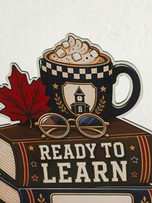 1件入學季桌面裝飾牌「Ready To Learn」書本馬克杯楓葉設計 多層托盤裝飾品 教室農舍風 開學第一天 鄉村教育主題 辦公桌展示 教師感謝 秋季辦公室桌面節日裝飾 - 款式1 - 查看 6