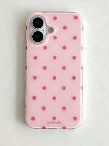 Casing Ponsel Modis, Desain Minimalis dan Lucu, Motif Polkadot Hitam Putih, Cocok untuk iPhone Seri 11 hingga 17, Termasuk Versi Pro dan Max. - Berwarna merah muda - View 1