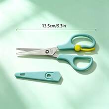 1pc Stainless Steel Scissors With Spring-Loaded Handle, Effortless Cutting, Round Tip, For Home Sewing, Crafts, Paper Trimming And Art Work - Multicolor - View 2