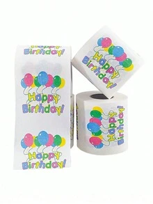 1 Roll Happy Birthday Toilet Paper, Colorful Balloons & Text Pattern, Holiday Bathroom Decor, Unique Gift For Family And Friends, Birthday Party Favor, Fun Printed Toilet Paper - Multicolor - View 8