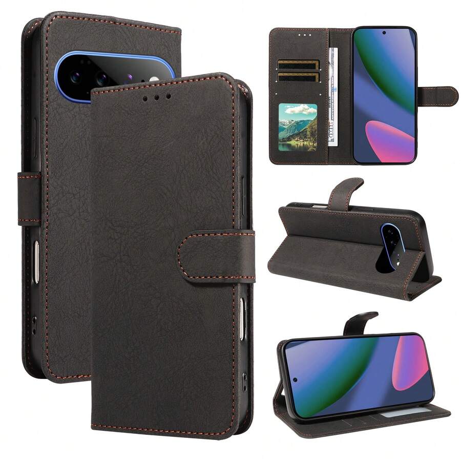 Casing Ponsel Flip Wallet Android Seri Pixel 10 dengan Slot Kartu, Pelindung Kulit Sintetis Kompatibel dengan , Apple, Note 15 (Versi Global, Bukan Model Lokal)