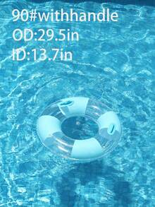 1 pieza Anillo de natación transparente con bloques de color macaron y lentejuelas, con asa opcional, flotador inflable para piscina para adultos, adecuado para nadar en la playa - Multicolor - Ver 5