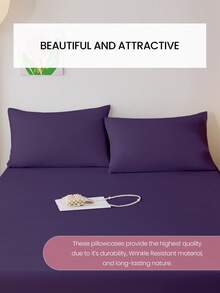 HONEY MOON 2pcs Soft & Smooth Solid Color Pillowcase, Breathable, Envelope Closure, Wrinkle Resistant, No Filling - Fits T/F/Q/K Size Home & Dorm, OEKO-TEX Certified, Purple - Dark Purple - View 4