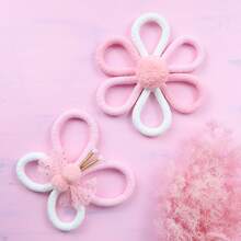2pcs Plush Floral Woven Wall Hanging, Boho Style Wall Decor, Indie Aesthetic Wall Art, Bedroom, Dorm, Living Room, Classroom, Study Decoration, Graduation Gift, Holiday Photo Prop - Pink - View 12