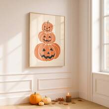 1pc Frameless Jack-O-Lantern Wall Art Halloween Pumpkin Pattern Home Decor Printable Aesthetic Apartment Living Room Bedroom Back To School Funky Posters Dorm Essentials - Jack-o'-lantern - View 2