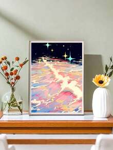 Bộ tranh sơn dầu kỹ thuật số DIY acrylic cho người lớn, tranh vẽ theo số thủ công, thiết kế sóng biển màu hồng trên canvas, tranh treo tường trang trí phòng, tranh vẽ cho người mới bắt đầu, quà tặng hoàn hảo cho bạn bè - Không viền - Xem 8