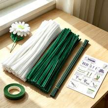 [Customer Favoriate]112pcs Craft Supplies Ultra Dense Chenille Stems, Multi-Color, Including 100pcs Pipe Cleaners, 10pcs Flower Stems, 1pc Floral Tape& 1 Tutorial Video, For DIY Handmade, Chenille Stems Flower Set, Christmas Pipe Cleaners Craft Set - DIY Bouquet Kit - View 18