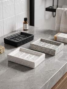DearDali 1pc Nordic Minimalist Textured Ceramic Soap Dish, INS Style Niche Bathroom Storage Box, Decorative Vessel, Suitable For Bath Soap, Facial Soap, Laundry Soap, Bathroom, Washbasin, Home Decor, Bathroom Storage, Home Gift - Multicolor - View 6