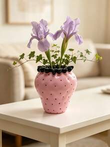 1Pc Creative Strawberry Resin Vase - Fruit Shape Flower Vase For Living Room & Desk, Cute Home Decor | Home Decor, Room Decor, Boho Decor, Desk Decor, Cute Collectible, Unique Gift - New Arrival - Strawberry Combo - View 2