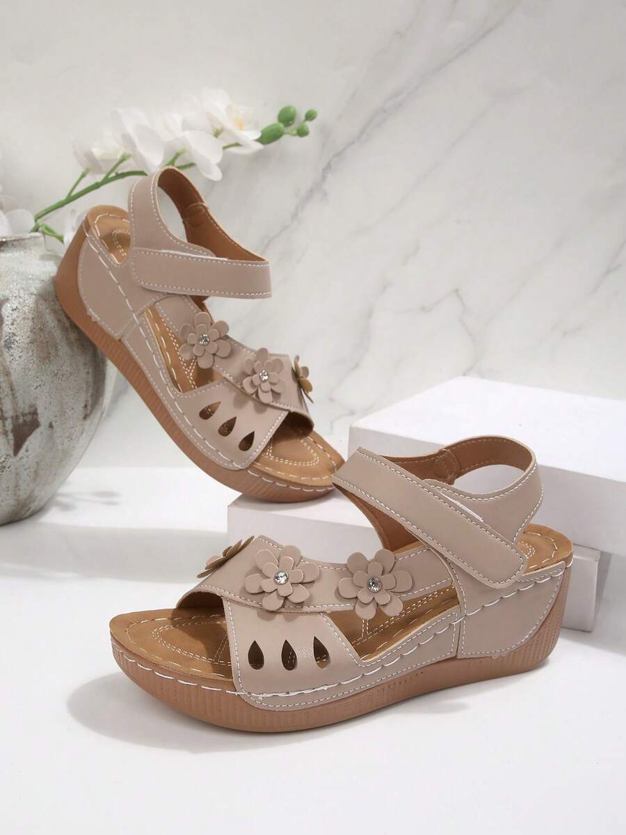 Women's Color Block Platform Sandals, Casual Open Toe Thick Bottom Flat Shoes, Comfortable Beach Slippers