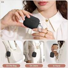Funda protectora para Pro 3 2025, carcasa protectora de silicona rosa suave compatible con Apple Pro de 3ª generación, adecuada para niñas con cadena de flores, llavero y kit de limpieza - Negro - Ver 5