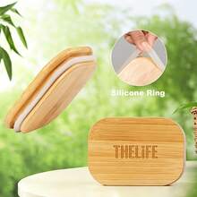 THELIFE 9/6/3件組食品儲存罐套組（附木製蓋與標籤）- 防漏方形密封容器，適用於儲存茶葉、咖啡豆、穀物、義大利麵、豆類和麵粉 - 查看 4