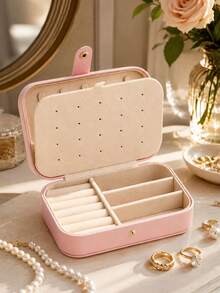 1 pieza Caja de almacenamiento de joyas exquisita, Caja de joyas, Caja de almacenamiento estilo gabinete, Collar, Aretes, Pulsera, Caja de joyas para anillos, Caja de joyas dorada exquisita francesa - Multicolor - Ver 2