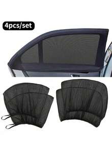 Car Window Sunshade Set, UV Protection, Front And Rear Window Privacy Shades, Suitable For Sedan And SUV, Easy Installation, Breathable Mesh Material, Blocks Harmful UV Rays, Provides Sun Protection And Privacy - Multicolor - View 4