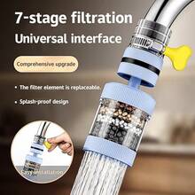 11pcs 6-Layer Filtration Faucet Water Purifier Set (1 Filter Head + 10 Filter Cartridges), Anti-Splash High Pressure Water-Saving Nozzle, 360° Rotatable Kitchen Bathroom Sink Water Purifier, Suitable For Home Dishwashing, Vegetables, Rice, Etc. - Swivel Faucet Filter - View 5