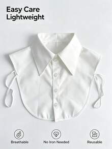 Women's Detachable White Shirt Collar, Solid Color Fake Collar, Casual Business Office Outfit, Fashionable Turn-Down Collar Neckline, Suitable For Sweaters, Jackets, Dresses - White - View 12