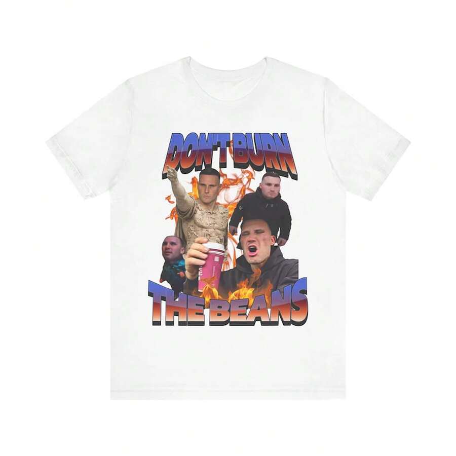 Camiseta de Gymskin Don't Burn The Beans, Camiseta Divertida con Memes, Camiseta de Humor Viral de , Camiseta con Memes Caóticos, Camiseta Gráfica Divertida de la Generación Z - Blanco - Ver 1